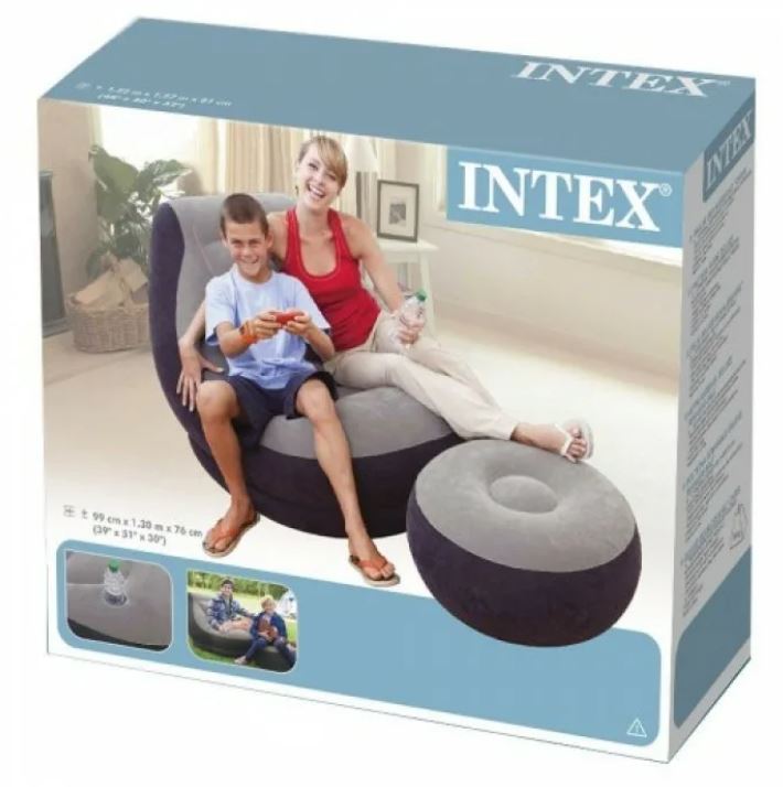 Надувное кресло 102х137х79см "Ultra Lounge" с пуфиком 64х28см, 100кг, Intex 68564