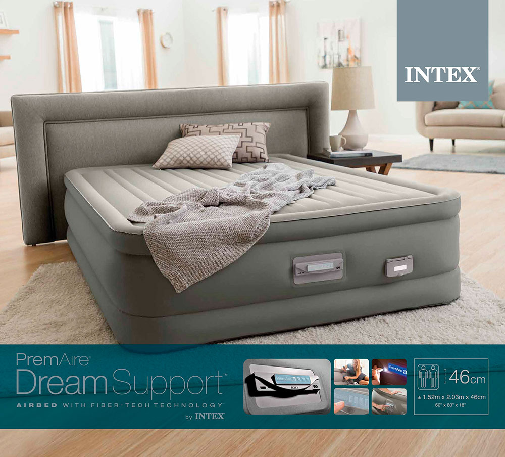 Надувная кровать 152х203х46см "Premaire Dream Support" встр.нас. 220В, до 272кг, Intex 64770