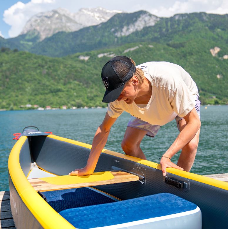 Надувное каноэ (байдарка) "Tomahawk AIR-C" 478x88см, насос, сиденье, киль, рюкзак, до 260кг, Aqua Marina AIR-C