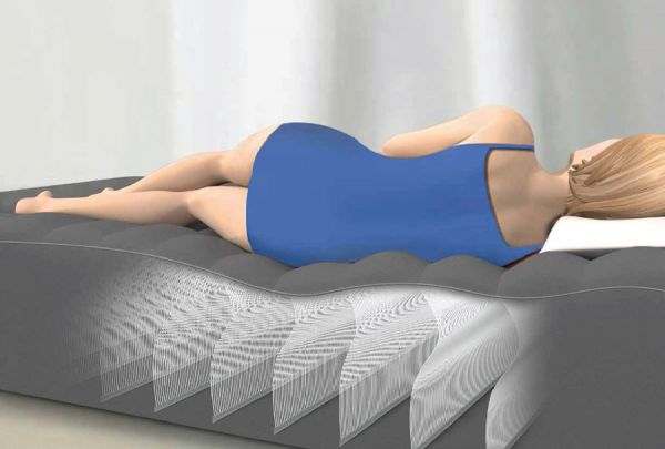 Надувная кровать Deluxe Pillow Rest Raised Bed 99х191х42см, встроенный насос 220V, Intex 64432