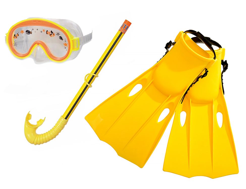 Набор для подводного плавания "Приключения", 3 предмета: маска, трубка, ласты, 3-8 лет, Intex 55954