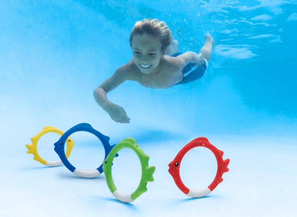 Набор для подводной игры "Кольца - Рыбки" от 6 лет, 4 цвета в наборе, Intex 55507