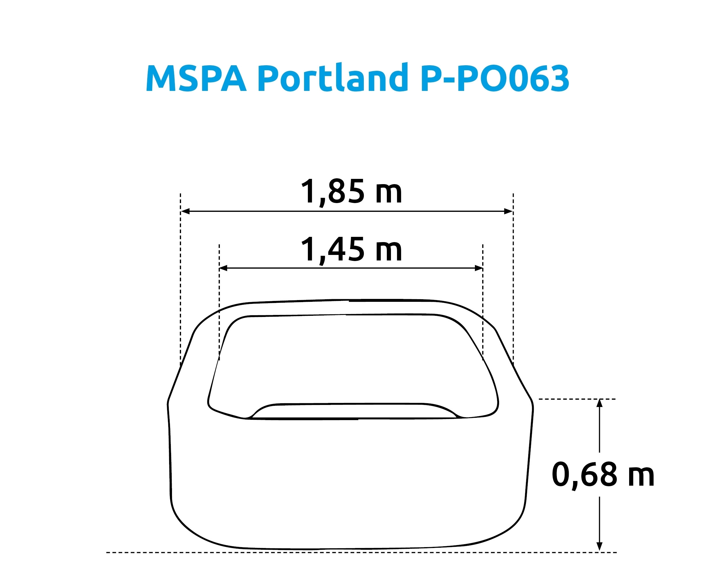 СПА-бассейн 185х185х68см "Portland" 930л, квадратный, аэромассаж, MSpa P-PO063