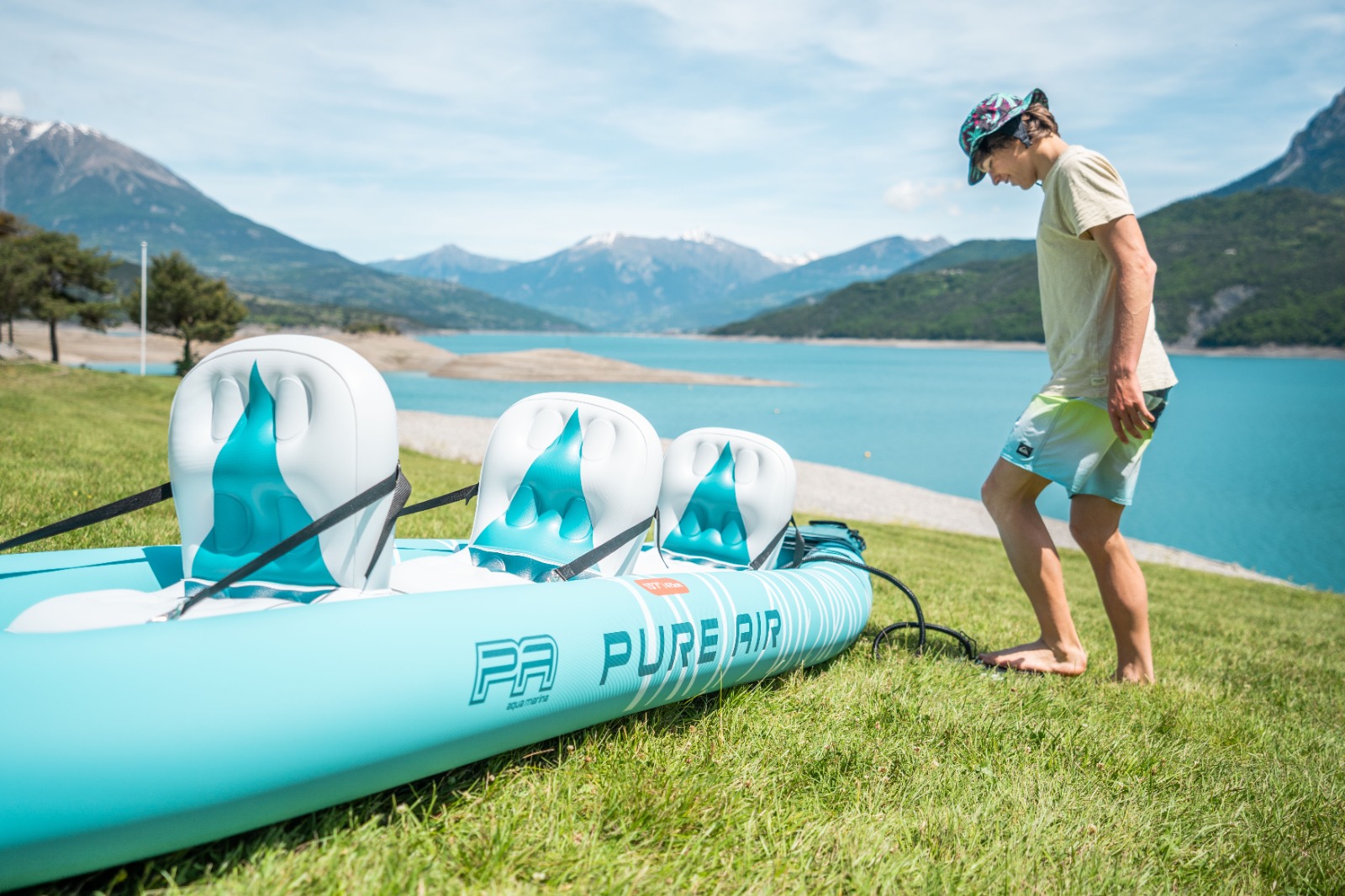 Надувная байдарка Kayak Glider-475 475x83х42см,3 весла, 3 сиденья, киль, до 230кг, Aqua Marina PA-25GD03