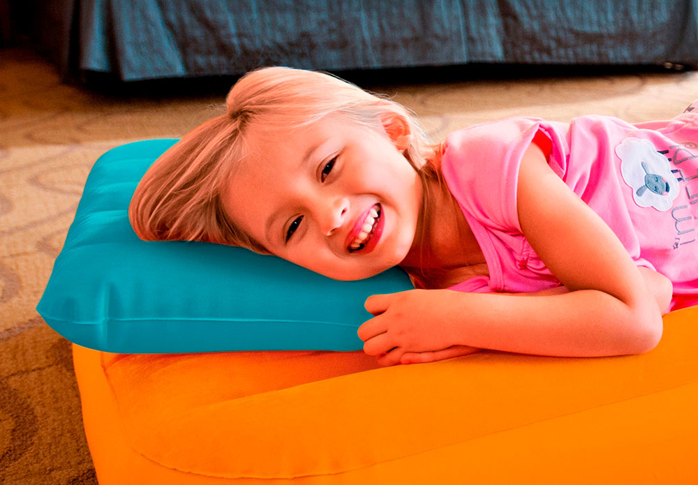 Детская надувная подушка 43х28х9см "Kidz" от 3 лет, 2 цвета, Intex 68676
