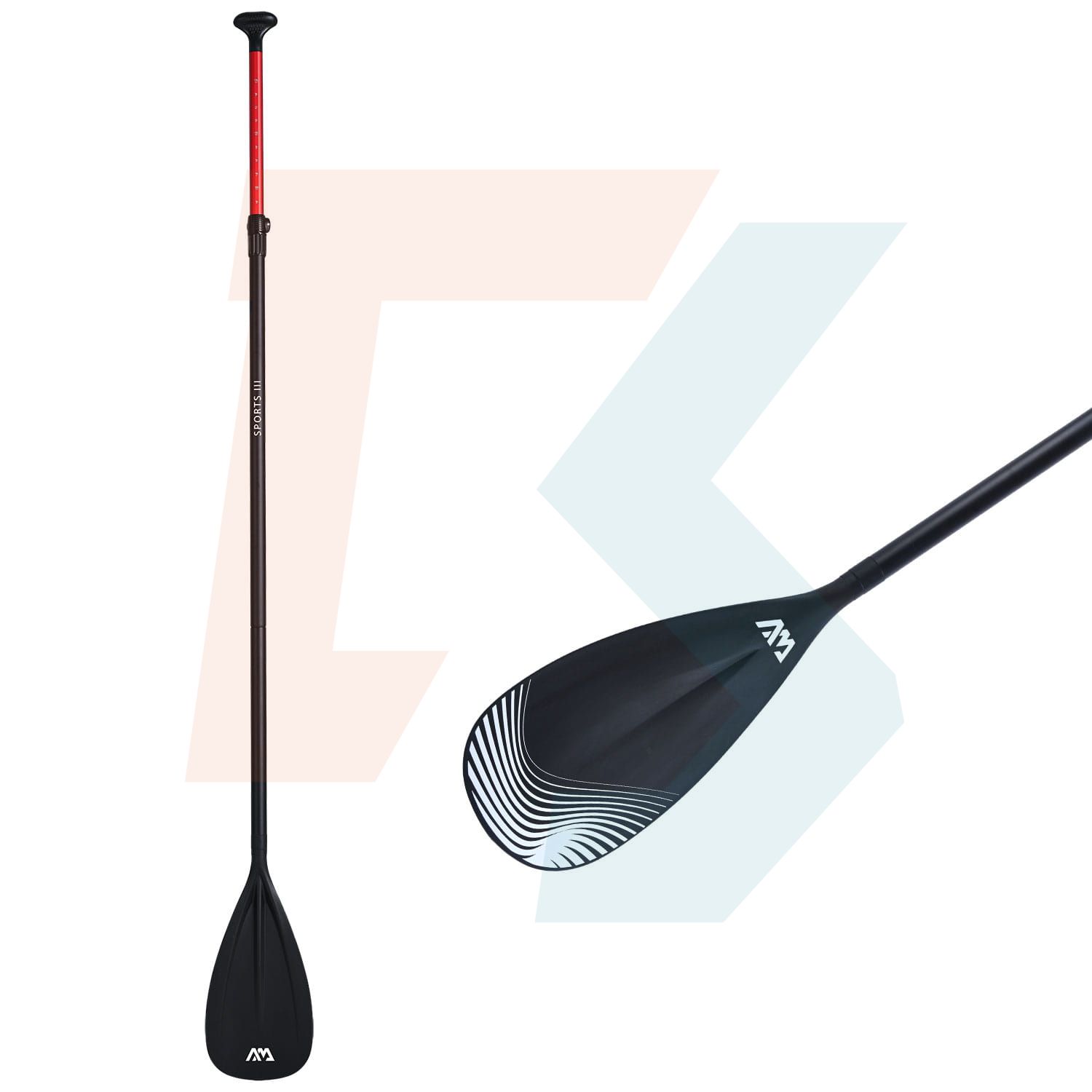 Весло "SPORTS III" для SUP-доски, алюминиевое, трехсекционное, регулируемое 175-220 см, Aqua Marina B0303922