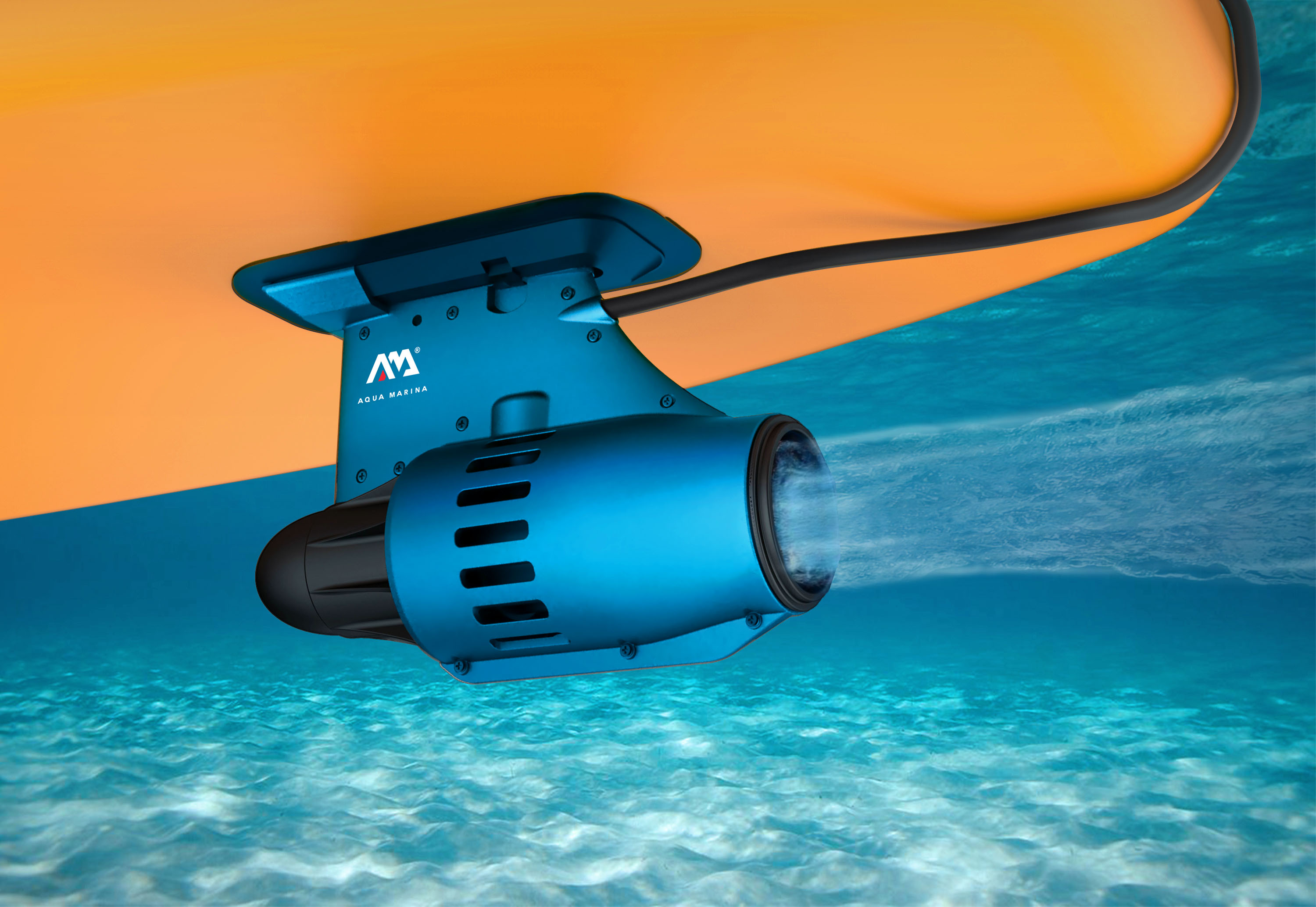 SUP-доска "AM go iSUP" 366х84х15см, плавник с электромотором BLUEDRIVE S и аккумулятором, весло, лиш, Aqua Marina AMGO-366PFS