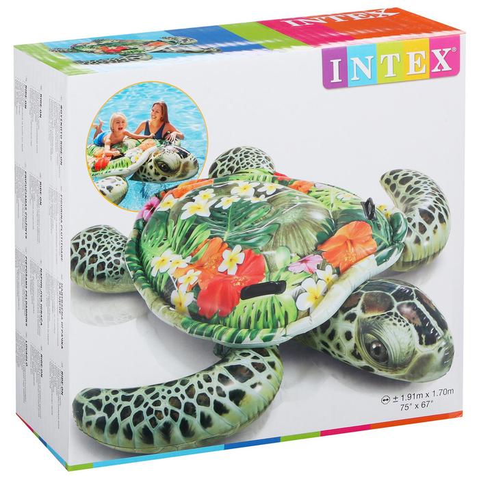 Надувная игрушка-наездник 191х170см "Черепаха" с ручками, до 80кг, от 3 лет, Intex 57555