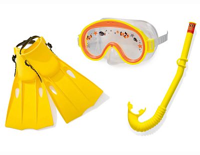 Набор для подводного плавания "Приключения", 3 предмета: маска, трубка, ласты, 3-8 лет, Intex 55954