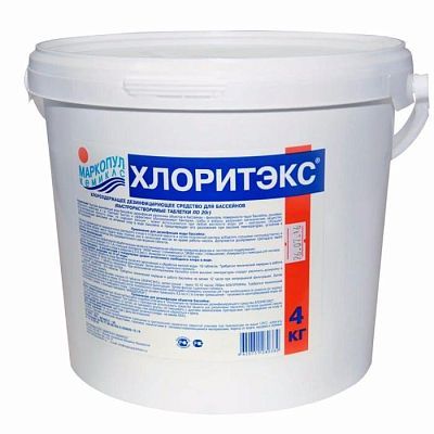 ХЛОРИТЭКС, 4кг ведро, табл.20гр, средство для текущей и ударной дезинфекции воды, Маркопул Кемиклс М27