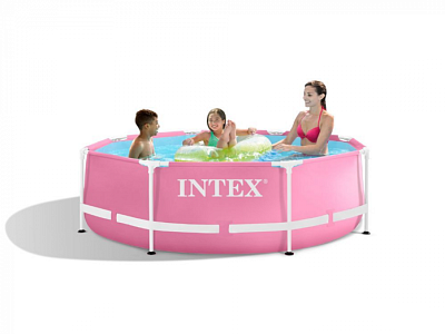 Каркасный бассейн Pink Metal Frame 244х76см, 2843л, фил-насос 1250л/ч, 12V, Intex 28292GN