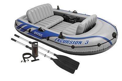 Надувная лодка Excursion 3 Set (до 300кг) 262х157х42см + весла/насос, Intex 68319
