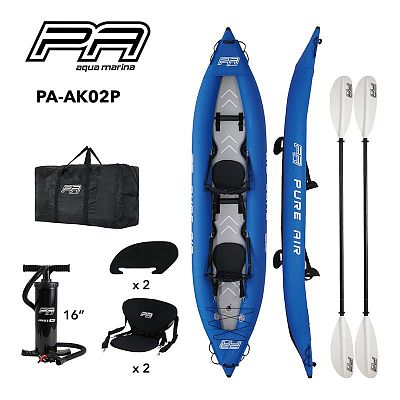 Надувная байдарка PA-AK02P 412x80см, насос, весла, сиденье, сумка, до 180кг, Aqua Marina PA-AK02P