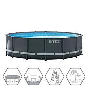 Intex 26326 Каркасный бассейн Ultra XTR Frame 488х122см, 19156л, песч.фил.-нас. 4500л\ч, лестница, тент, подст.