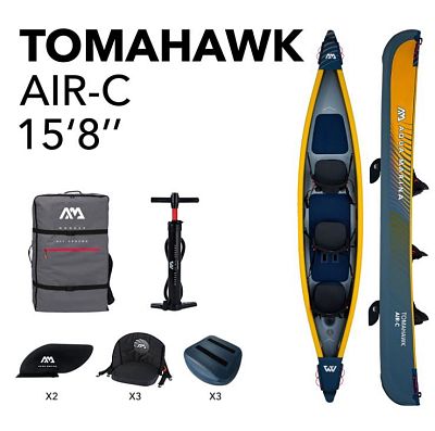 Надувная байдарка "Tomahawk AIR-C" 478x88см, насос, сиденье, киль, рюкзак, до 260кг, Aqua Marina AIR-C